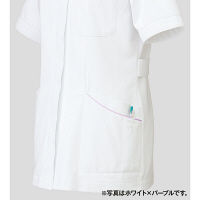 KAZEN レディスジャケット半袖 （ナースジャケット） 医療白衣 ホワイト×ネイビー LL 100-28（直送品）