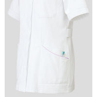 KAZEN レディスジャケット半袖 （ナースジャケット） 医療白衣 ホワイト×パープル LL 100-29（直送品）