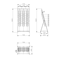 アール・エフ・ヤマカワ　パンフレットラック　A4　3列　ホワイト　幅743×奥行477×高さ1419mm 1台