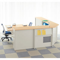 プラス スチールカウンター 書庫型カウンター 幅1250×奥行500×高さ×1000mm 天板メープル 1台（3梱包） 受付台