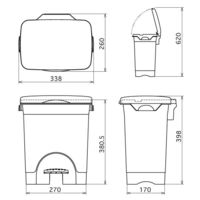 リス ペタルペール 15L ゴミ箱 グレー 1個（20Lゴミ袋対応）ペタル式フタ付 ダストボックス幅338×奥行260×高さ400mm