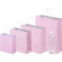 手提げ紙袋　丸紐　パステルカラー　ピンク　L　1パック（3箱計900枚）　スーパーバッグ  オリジナル