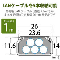 エレコム マルチ対応モール（両面テープ付） 壁用モール ホワイト 長さ1m×幅26mm LD-GAF3/WH 1本