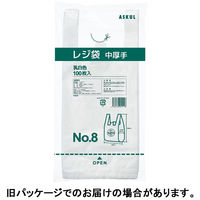 アスクル　中厚手レジ袋　乳白　8号　340×160×90mm　0.013mm厚　1セット（3000枚：1000枚入×3箱）  オリジナル