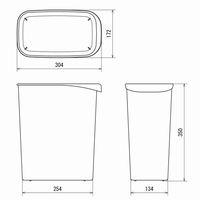 リス くず入れ 角型 13L ゴミ箱 ブラック 1個（15Lゴミ袋対応）デスクサイド ダストボックス スリム 幅172×奥行304×高さ350mm