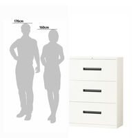 【組立設置込】オカムラ スチール収納VILLAGE ラテラルキャビネット鍵付 3段 本体（下置き）幅800×奥行400×高さ1100mmホワイト1台（取寄品）