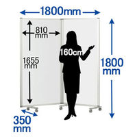 【軒先渡し】コマイ 連結スクリーン ホワイトボードパネル 2連 幅1800mm　１台（直送品）