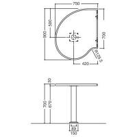 オカムラ スチールOAデスク ビラージュ VILLAGE 連結丸テーブル左用 ホワイト 幅750×奥行900×高さ700mm 1台（直送品）