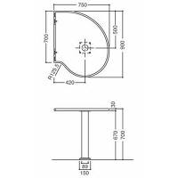 オカムラ スチールOAデスク ビラージュ VILLAGE 連結丸テーブル右用 ホワイト 幅750×奥行900×高さ700mm 1台（直送品）
