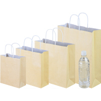 手提げ紙袋　丸紐　パステルカラー　イエロー　L　1袋（50枚入）　スーパーバッグ  オリジナル