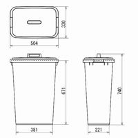 リス 角ペール 73L ゴミ箱 グレー 1個（70Lゴミ袋対応）シンプル ダストボックス  角型ペール かぶせフタ式 幅330×奥行504×高さ740mm