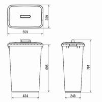 リス 角ペール 95L ゴミ箱 グレー 1個（90Lゴミ袋対応）シンプル ダストボックス  角型ペール かぶせフタ式 幅359×奥行559×高さ764mm