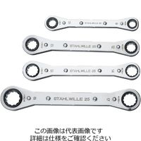 エスコ 4本組 ラチェットめがねレンチ(メトリックサイズ) EA602CD-70A 1組(1セット)（直送品）