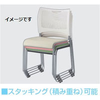 アイリスチトセ　樹脂メッシュスタッキングチェア　ホワイト/グリーン　4脚セット　（直送品）