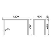 アール・エフ・ヤマカワ エコノミーOAテーブル ナチュラル 幅1200×奥行600×高さ700mm 1台 テレワークデスク