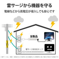 電源タップ 5m 3ピン 7個口 3P→2P変換アダプタ付 雷ガード 磁石付 抜け止め T-ECOY055NDA エレコム 1個（直送品）