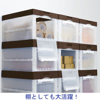 【折りたたみコンテナ】 アスクル 「現場のチカラ」 50L短辺扉付き折りコン ブラウン 1個  オリジナル