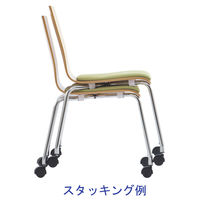 アール・エフ・ヤマカワ プライウッドキャスターチェア オレンジ 1脚  幅445mm キャスター付き スタッキング