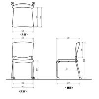 well-be  キャスター付チェア MC20 オレンジ 1箱（2脚入） 幅487mm スタッキング可能 ミーティングチェア 背座布張り コンパクト