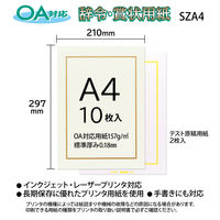オキナ OA対応辞令・賞状用紙 A4 210×297ミリ SZA4 1セット（100枚：10枚入×10袋）