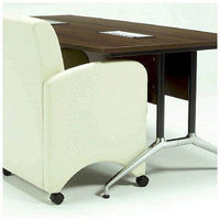 プラス 応接会議ネクシスソファ（組立式）肘付 アイボリー 1脚 幅595mm キャスターチェア 応接ソファ 1人掛け PVCレザー張地