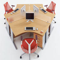 【組立設置込】デザイナライン 120度天板デスク ウォルナット 1台（3梱包）（取寄品）