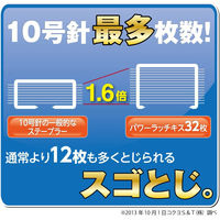 コクヨ ホッチキス パワーラッチキス イエローグリーン 32枚とじ フラット ステープラー SL-MF55-02YG 1セット（3個）
