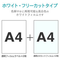 エレコム 手作りステッカー インクジェット 自動車・自転車専用 ノーカット A4 透明 2セット EDT-STCAS 1個