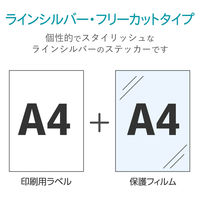 エレコム ステッカーラベル/シール/A4/ラインシルバー EDT-STSLSV 1個