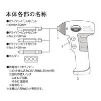 YAMAZEN 電池式電動ドライバー付工具 YKS-47P 1セット(47点入)