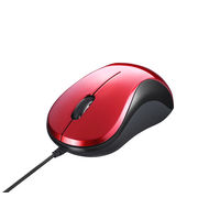 バッファロー 有線マウス(静音)　BSMBU100シリーズ　レッド　3ボタン/ブルーLED式/静音　BSMBU100RD（直送品）