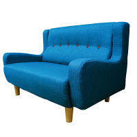 後藤家具物産 2Pソファ ファブリック 背もたれのボタンが可愛い 座面Sバネ入り ブルー SO-25bl 1脚（直送品）