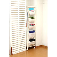 ファミリー・ライフ バッグ収納ラック3列 ホワイト 幅410×奥行360×高さ1500mm 1台（直送品）