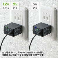 サンワサプライ Quick Charge 2.0対応AC充電器（microUSBケーブル一体型・ブラック） ACA-QC42MBK 1個（直送品）