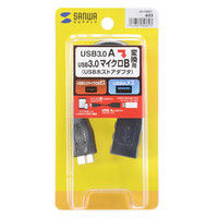 サンワサプライ USB3.0ホスト変換アダプタケーブル MicroBオス-Aメス ブラック 10cm AD-USB27 1個（直送品）