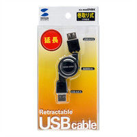 USB Aケーブル　USB-A（オス）USB-A（メス）　0.8m　USB2.0　KU-M08ENBK　サンワサプライ　1本（直送品）