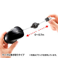 サンワサプライ 静音ケーブル巻取りブルーLEDマウス(レッド) MA-BLMA8R 1個