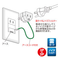 サンワサプライ 変換アダプタ(ノイズフィルター付) TAP-AD2N 1個