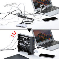 サンワサプライ USBハブ（USB HUB） ケーブル収納BOX付き ブラック USB3.0 7ポート セルフ・バスパワー USB-3H705BK（直送品）