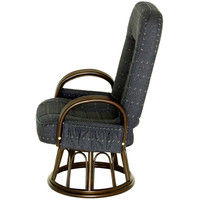 【軒先渡し】ヤマソロ 漣 さざなみ ラタン回転高座椅子 360°回転 3段階リクライニング ポケット付 ブルー 83-931 1脚（直送品）