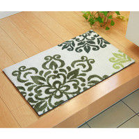 イケヒコ 玄関マット マイクロファイバー 北欧調 『ニール』 グリーン 約45×75cm 滑りにくい加工 1枚（直送品）