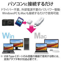 ELECOM メモリリーダライタ/Type-Cコネクタ/直挿しタイプ/SD+microSD用/ホワイト MR3C-D011WH 1個（直送品）