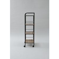 山善 YAMAZEN キャスター付リビングラック4段  幅420×奥行275×高さ1010mm オーク／ブラック 1台（直送品）
