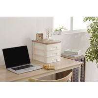 アイリスオーヤマ レターケース A4 書類ケース 卓上収納 ウッドトップデスク チェスト WTDC-430RF アッシュブラウン／アイボリー 1個