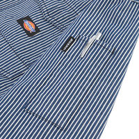 コーコス信岡 ライトストレッチヒッコリー 半袖ツナギ ショート丈 M ネイビー D-7104 1着（直送品）