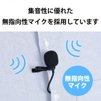 PCマイク ピンマイク クリップマイク USB Type-C接続 収納ポーチ 1.8m HS-MC09CBK 1個 エレコム