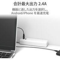 USB充電器 電源タップ コンセント 2個口 USB-Aポート×2 1.5m ほこり防止 白 ECT-0915WH エレコム 1個