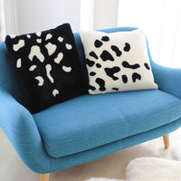 ムートンクッション ダルメシアン 50×50cm ブラック ピロークッション（直送品）