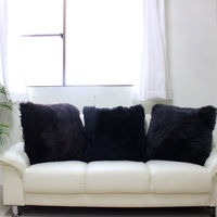 長毛ムートンカラーピロークッション 50×50cm チョコ ピロークッション（直送品）