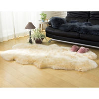 ムートンフリース ファーストレーベル 4匹物 ピンク ムートンラグ リアル ふわふわ ファー マット カーペット 裏無し（直送品）